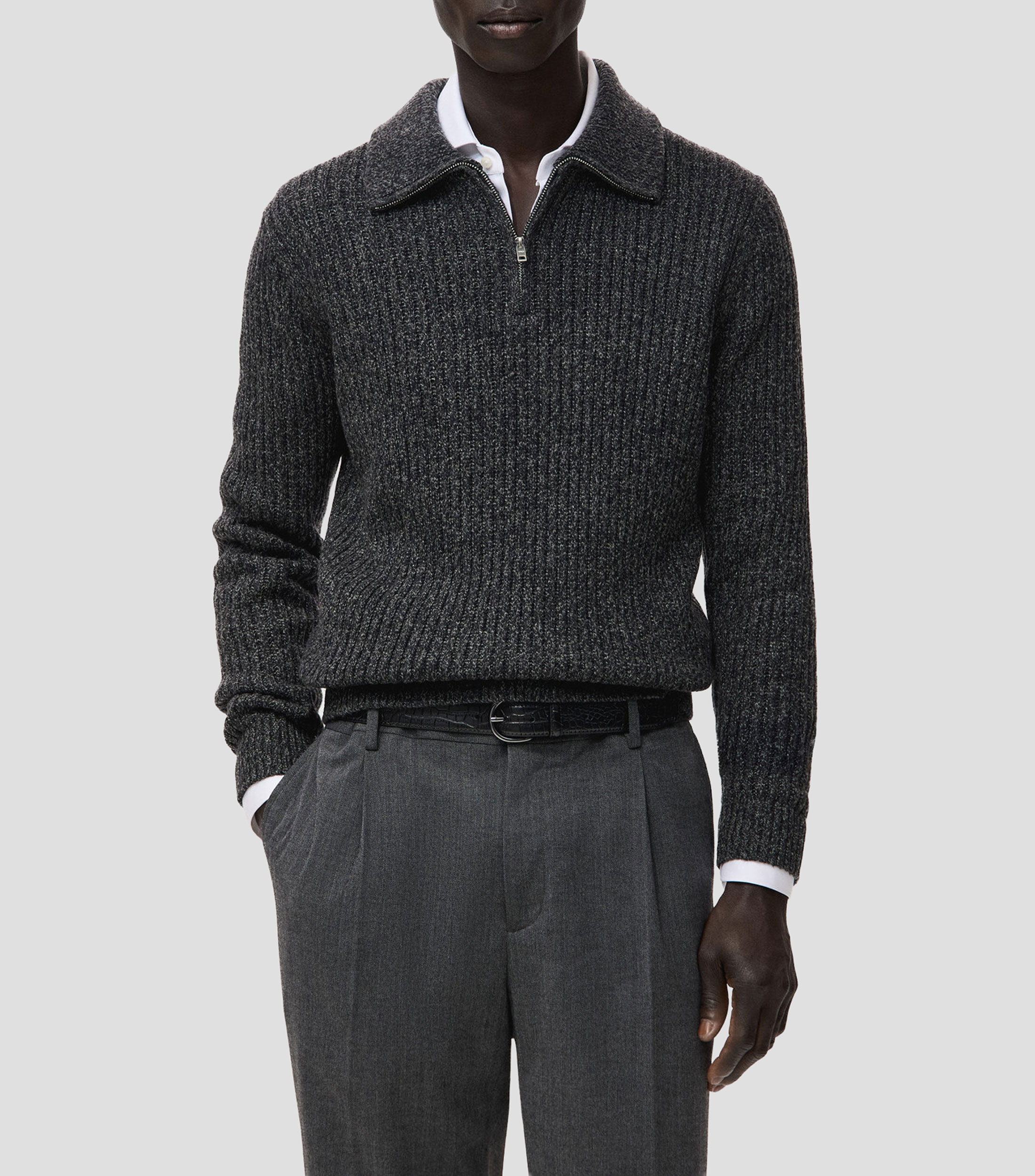 Suéter cuello camisero Hombre